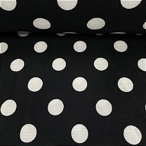 Liganete Estampada Bolinha Branca e Fundo Preto