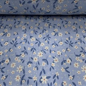 Liganete Estampada Florzinha Branca com Fundo Azul