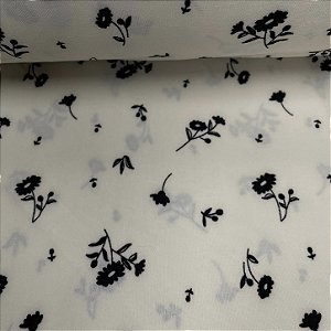 Liganete Estampada Florzinha Preta com Fundo Branco