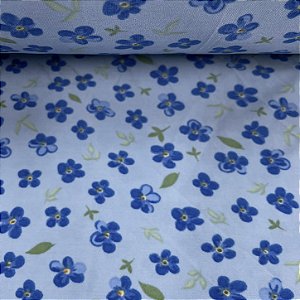Liganete Estampada Florzinha Azul Royal com Fundo Azul Bebê