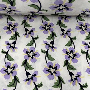 Liganete Estampada Florzinha Lilás com Fundo Branco