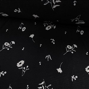 Liganete Estampada Florzinha Branca com Fundo Preto