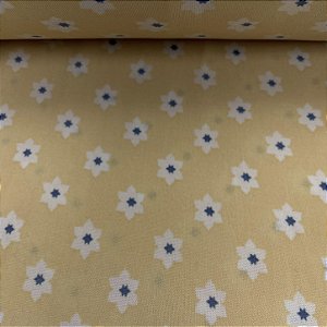 Liganete Estampada Florzinha Branca com Fundo Amarelo manteiga