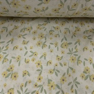 Liganete Estampada Florzinha Amarelo com Fundo Amarelo manteiga