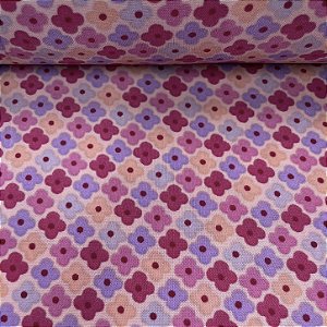 Liganete Estampada Florzinha Rosa Bebê,Rosa Pink e Lilás com Fundo Verde Branco