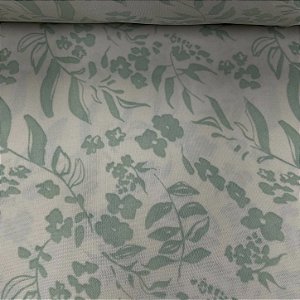 Liganete Estampada Folhinha Verde com Fundo Verde Menta