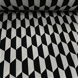 Liganete Estampada Hexágono Preto e Branco