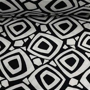 Liganete Estampada Quadrado Rotacionado Preto e Branco
