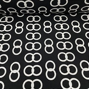 Liganete Estampada Arco Branco com Fundo Preto
