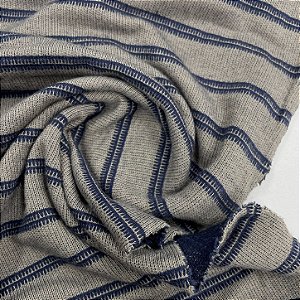 Malha Tricot Detalhes Azul com Fundo Marrom