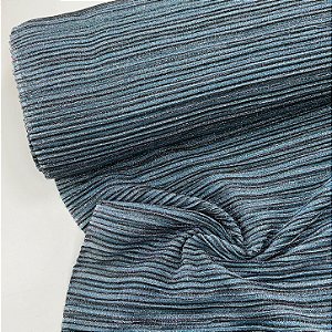 Lurex Plissado Listras Tons de Azul