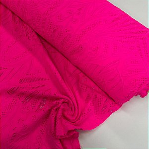 Suplex em Laise de Poliamida Trabalhado Savyon Rosa Neon