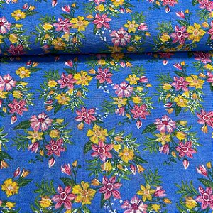 Chita Mini Floral Fundo Azul