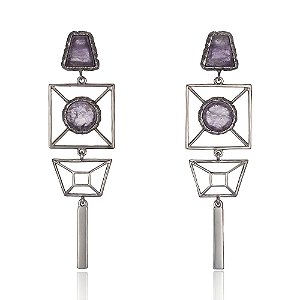 Brinco Boulevard 899 Burle Marx Ródio Negro Ametista