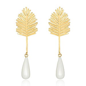 Brinco Seringueira 943 Ouro com Pérola Shell