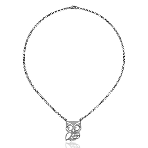 Colar Coruja Ródio Negro