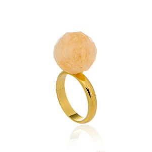 Anel Bubble Ouro Quartzo Laranja