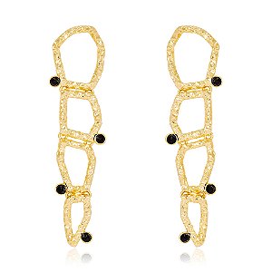 Brinco Telúrico 1072 Ouro Cristal Negro
