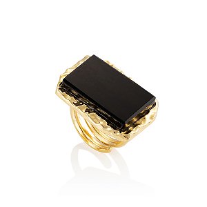 Anel Gaia 533 Ouro Quartzo Negro