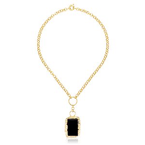 Colar Gaia 459 Ouro Quartzo Negro