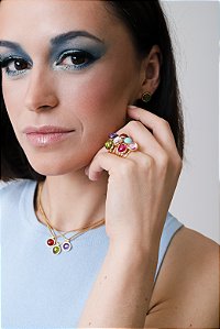 Pingente Bubble Moon 454 Ouro Turquesa