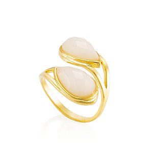 Anel Labareda 534 Ouro Quartzo Branco