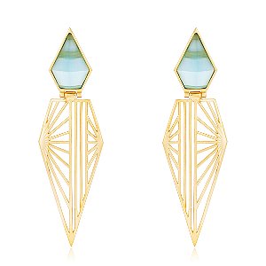 Brinco Carlyle 1097 Ouro Ágata Azul