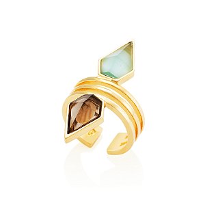 Anel Carlyle 550 Ouro Ágata Azul