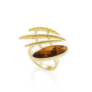 Anel Olga 553 Ouro Olho de Tigre
