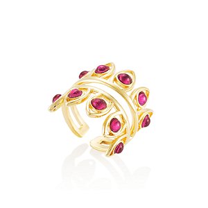 Anel Taj 564 Ouro Cristal Vermelho