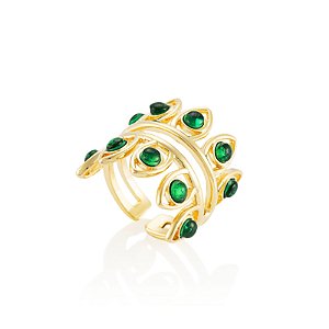 Anel Taj 564 Ouro Cristal Verde