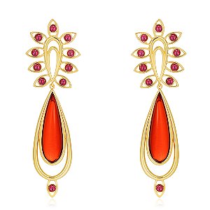 Brinco Taj 1119 Ouro Cristal Vermelho