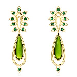 Brinco Taj 1119 Ouro Cristal Verde
