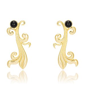 Brinco Barroco 1130 Ouro Quartzo Negro