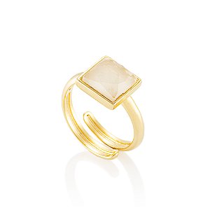 Anel Essencial 573 Ouro com Quartzo Milk