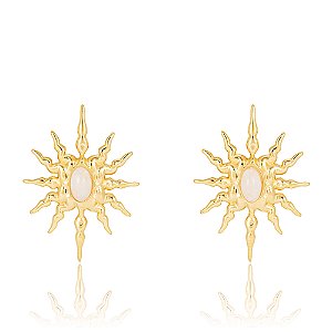 Brinco Wat Rong 1137 Ouro Quartzo Branco