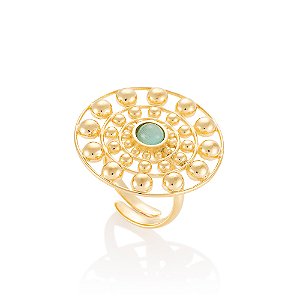 Anel Son Kaeo 581 Ouro Ágata Azul