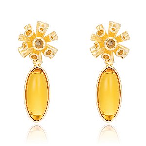 Brinco Coral Tubo 1158 Citrino Ouro