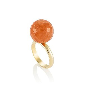 Anel Bubble Centauro Ouro Quartzo Laranja
