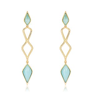 Brinco ZAHA 1162 Agata Azul Ouro