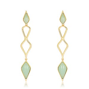 Brinco ZAHA 1162 Quartzo Verde Ouro