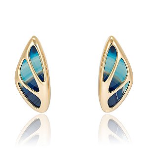 Brinco Jazz 1171 Ouro com Ágata Azul