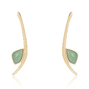 Brinco Fluido 1172 banhado a Ouro com Ágata Verde