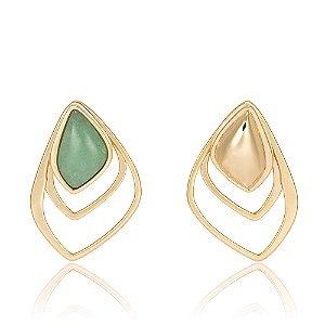 Brinco Chanel 1173 banhado a Ouro com Ágata Verde