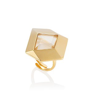 Anel Colmeia 614 com Quartzo Milky