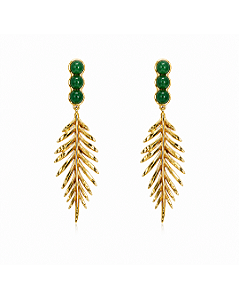 Brinco Pinheiro com Quartzo Verde 1183 Ouro
