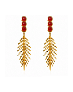 Brinco Pinheiro com Ágata Vermelha 1183 Ouro