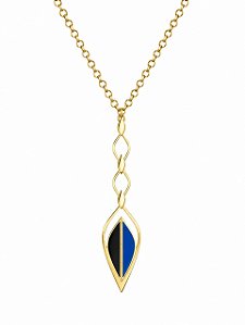 Colar Flecha 474 resinado Azul e Preto