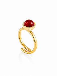 Anel Bubble Moon 527 Ouro Shell Vermelha