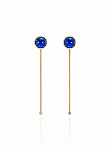 Brinco Moon Drop 1067 Longo Azul